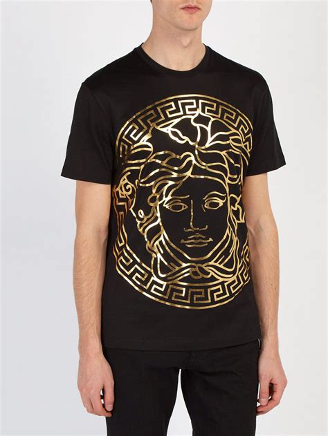 versace t-shirt mens black and gold